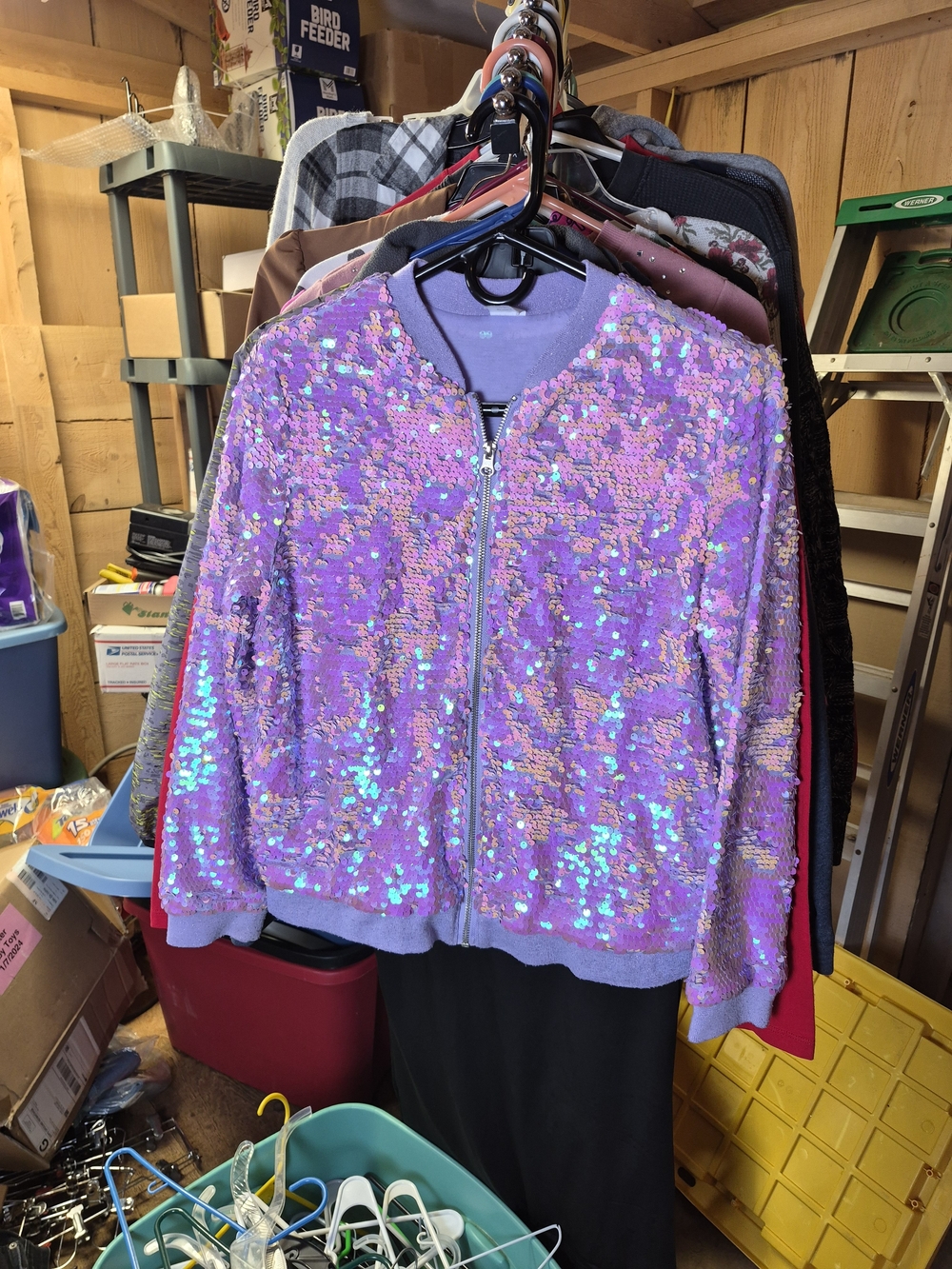 wonder nation Lavender Sequin Zip Bomber Jacket Bin 64